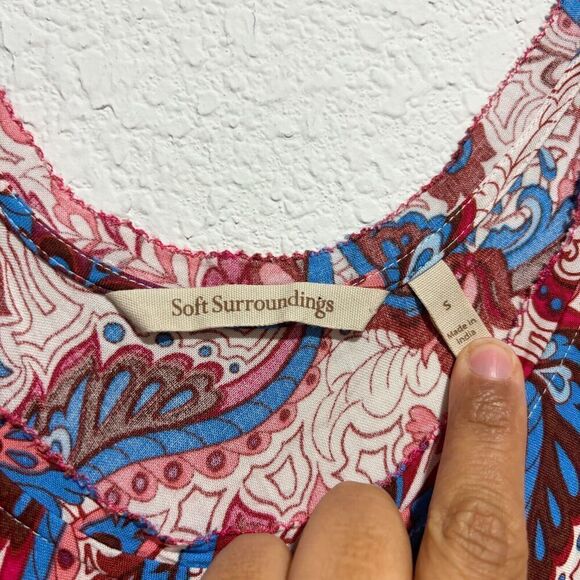 Soft Surroundings Women Maxi Dress Multicolor Small Paisley Short Sleeve Layered - Picture 6 of 8